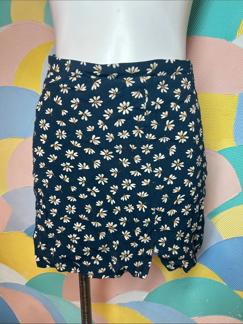 Cooperative Navy Floral Scallop-Hem Mini Skirt sz 6
